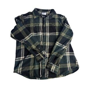 Old Navy Plaid Flannel Shirt Green Black Size XL